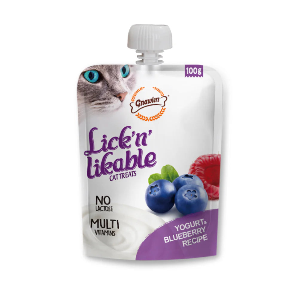 Gnawlers Yogurt Blueberry and Egg Yolk & Vegetable Lick n Likable Cat Treats Combo