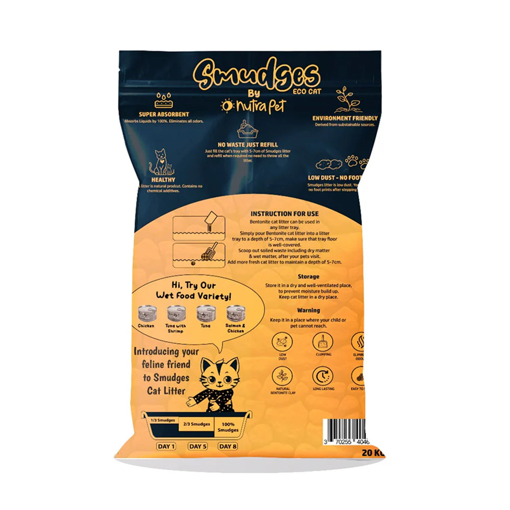 Smudges Eco Bentonite Baby Powder Scented Clumping Cat Litter