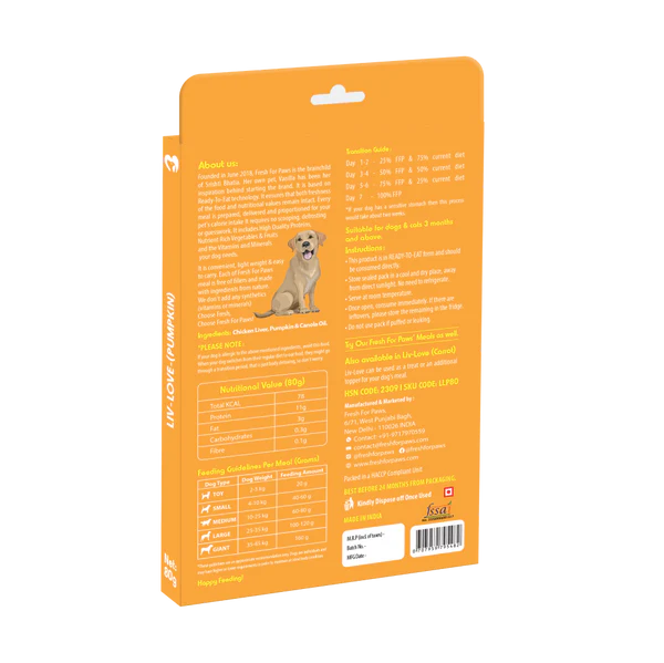 Fresh For Paws Chicken Liver Pumpkin Liv Love & Chicken Liver Carrot Liv Love Supplement for Dogs