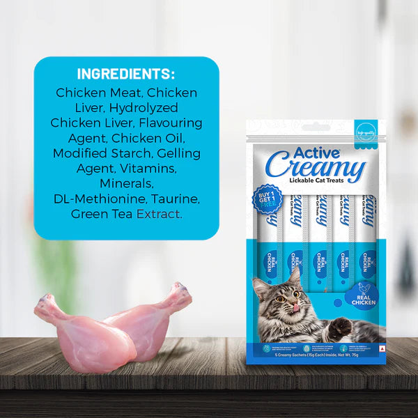 Active Lickable Real Chicken Creamy Cat Treats