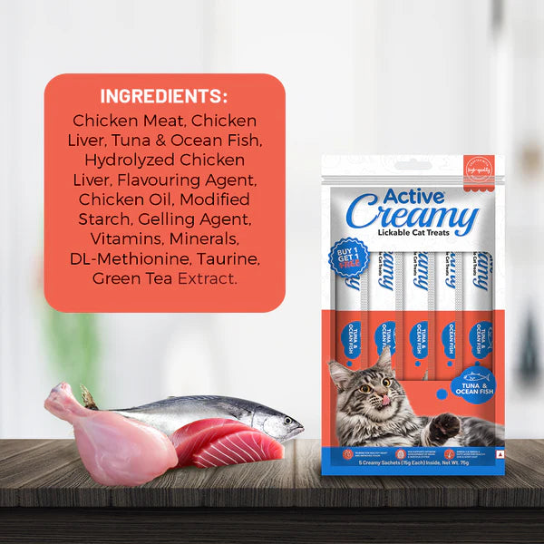Active Lickable Tuna & Ocean Fish Creamy Cat Treats