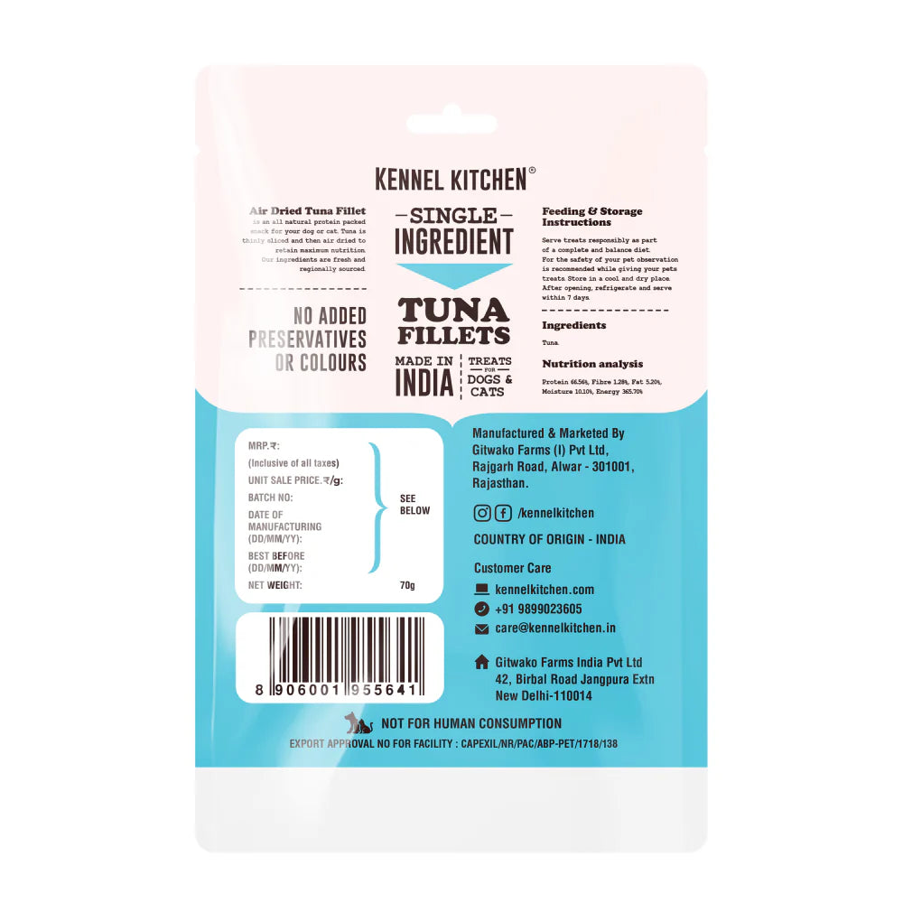 Kennel Kitchen Air Dried Tuna Fish Jerky Dog and Cats Treats