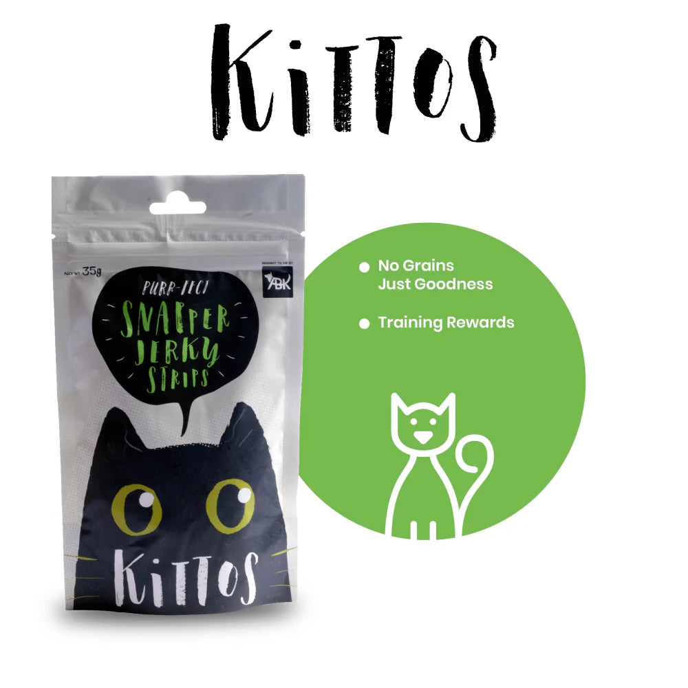 Kittos Purr Fect Snapper Jerky Strips Cat Treats