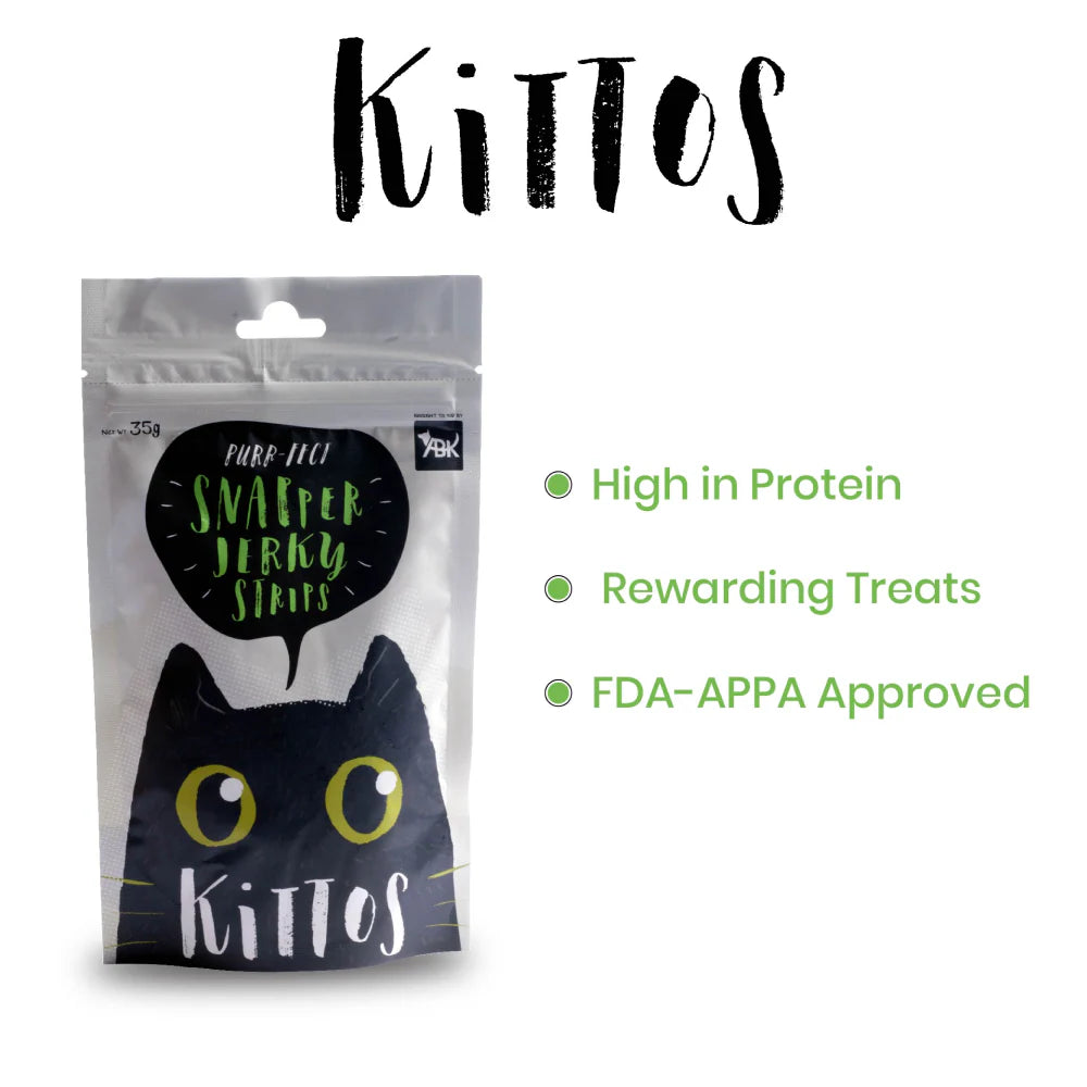 Kittos Purr Fect Snapper Jerky Strips Cat Treats