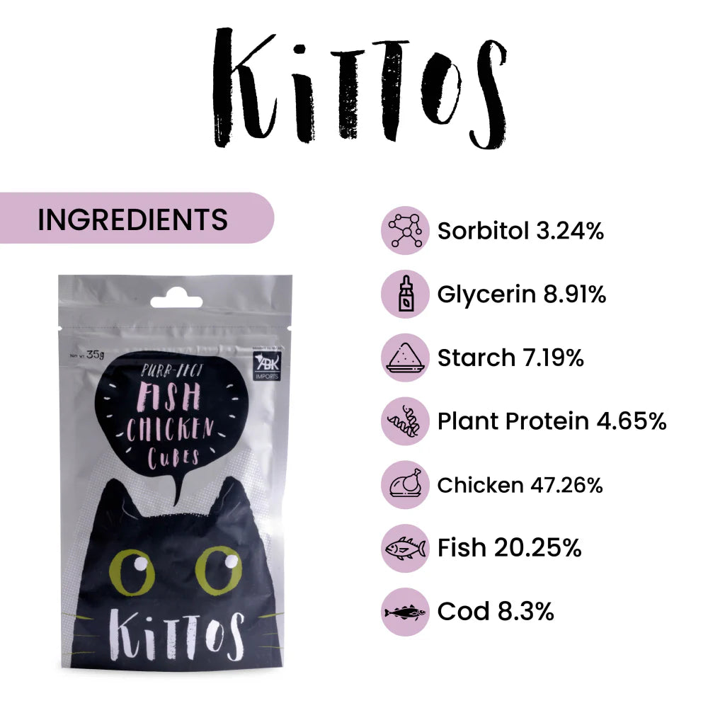 Trixie Premio Cheese Chicken & Kittos Purr fect Fish Chicken Cubes Cat Treats