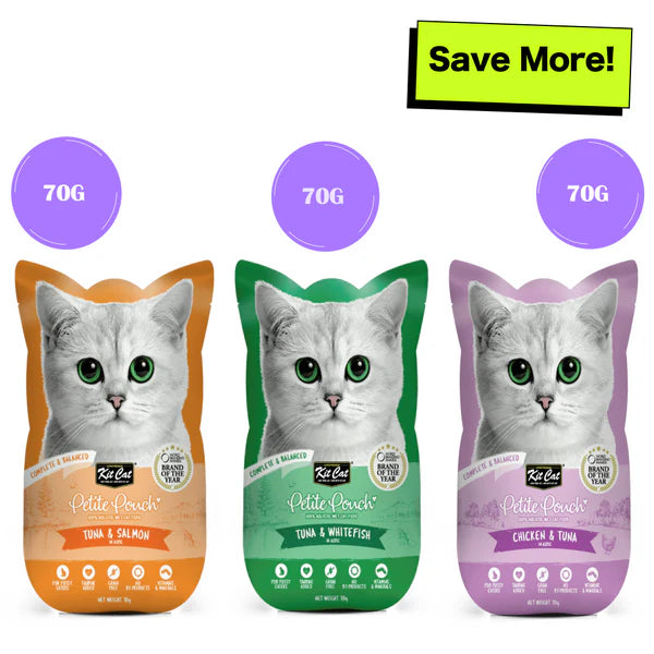 Kit Cat Tuna & White Fish, Chicken & Tuna, Tuna & Salmon Fish Cat Wet Food Combo