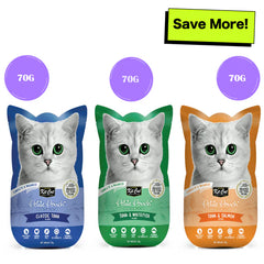 Kit Cat Tuna and White Fish, Tuna & Salmon Fish and Classic Tuna Cat Wet Food Combo