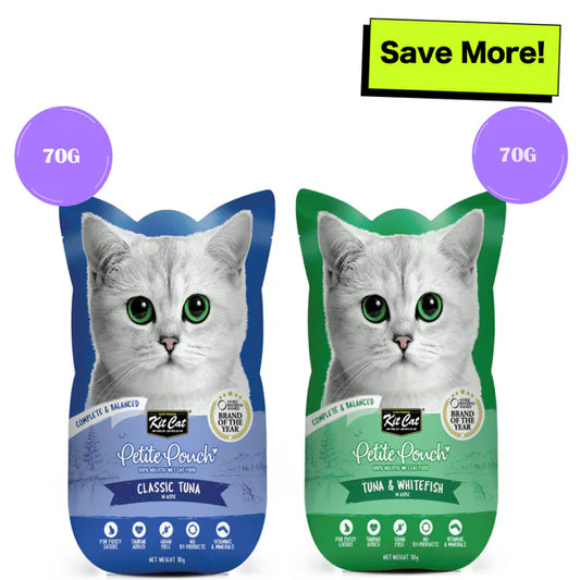 Kit Cat Tuna and White Fish and Classic Tuna Cat Wet Food Combo