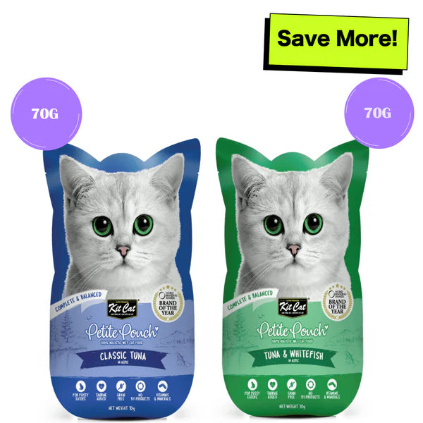 Kit Cat Tuna and White Fish and Classic Tuna Cat Wet Food Combo