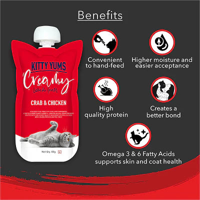 Kitty Yums Lickable Crab & Chicken Creamy Cat Treat