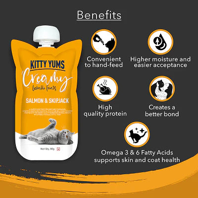 Kitty Yums Lickable Salmon & Skipjack Creamy Cat Treat