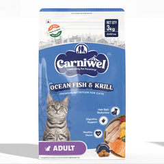 Carniwel Ocean Fish and Krill Dry Food and Whiskas Tuna in Jelly Meal Adult Cat Wet Food Combo