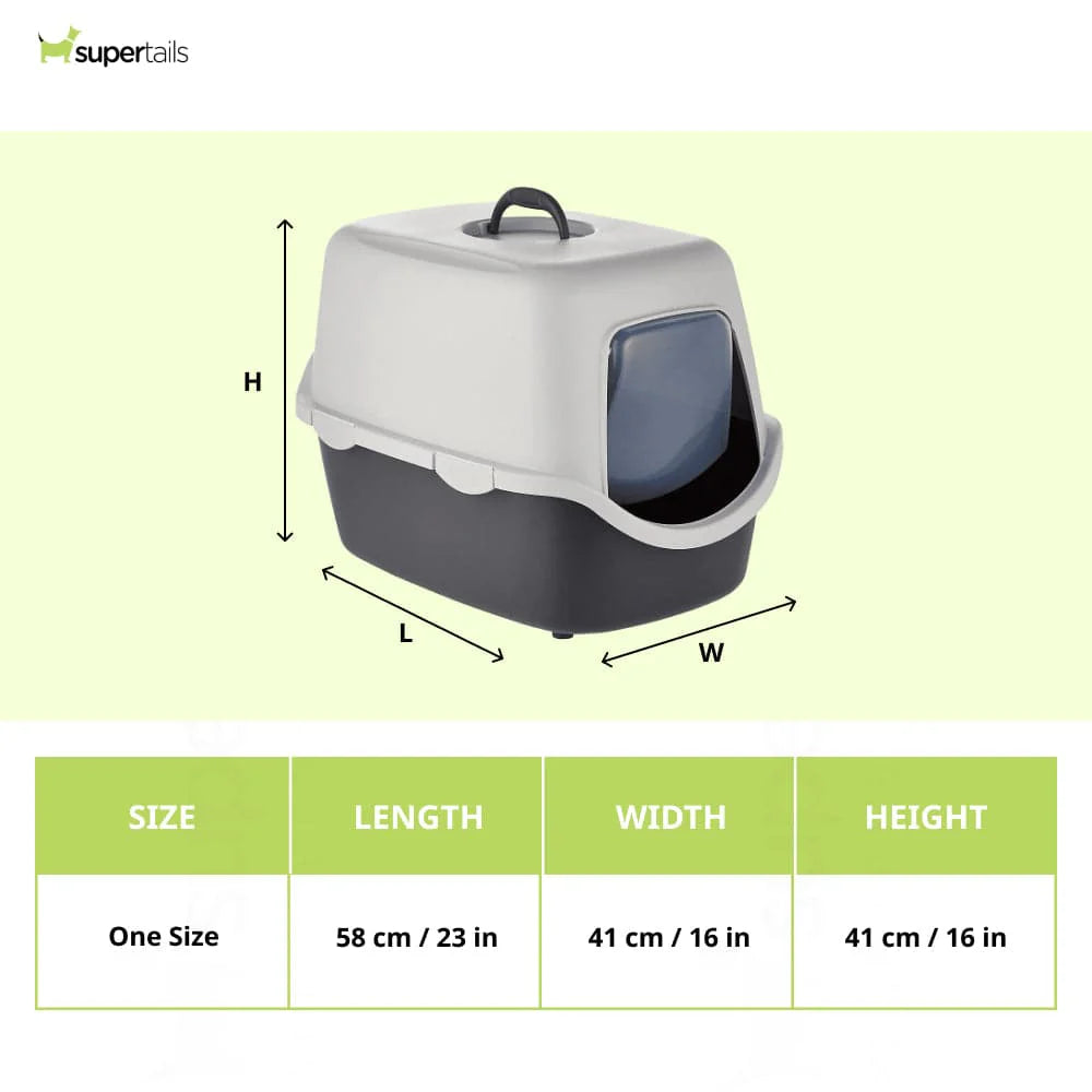 Trixie Vico Cat Litter Tray with Hood for Cats (Dark Grey)