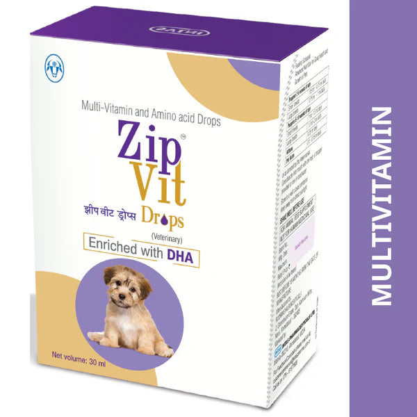 Intas Zipvit Drops Multi Vitamin Supplement for Puppies and Kitten (30ml)