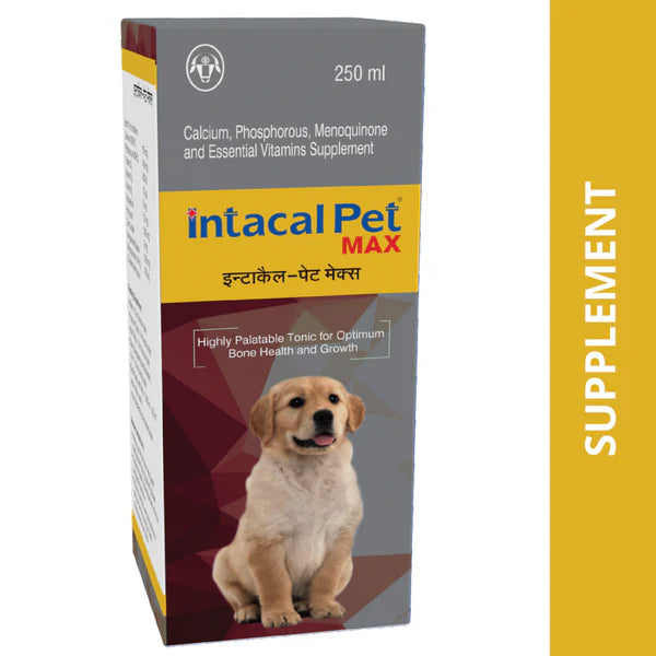 Intas Intacal Pet Max for Calcium & Multivitamin Supplement Dogs and Cats (250ml)