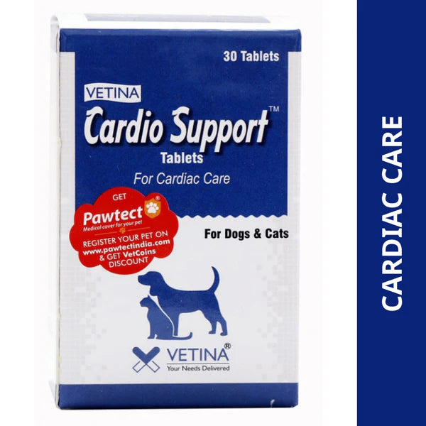 Vetina Cardio Support Tablet for Dogs and Cats (pack of 30 tablets)