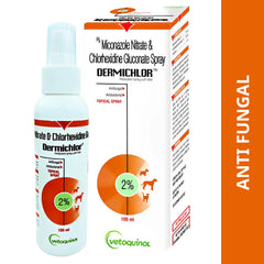 Vetoquinol Dermichlor Antibacterial Antifungal Spray (100ml) for Dogs and Cats