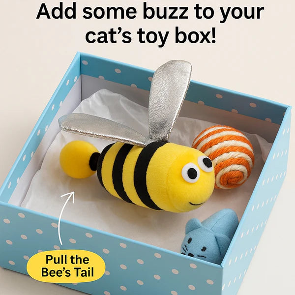 Talking Dog Club Shake a Bee Vibrating Catnip Toy for Cats (Yellow and Black)