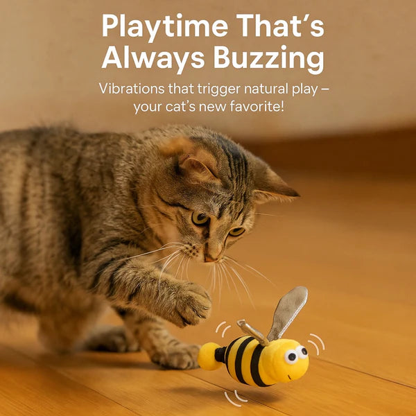 Talking Dog Club Shake a Bee Vibrating Catnip Toy for Cats (Yellow and Black)