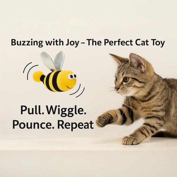 Talking Dog Club Shake a Bee Vibrating Catnip Toy for Cats (Yellow and Black)