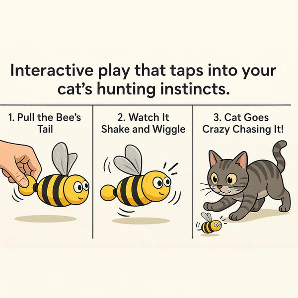 Talking Dog Club Shake a Bee Vibrating Catnip Toy for Cats (Yellow and Black)