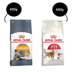 Royal Canin Fit 32 Dry Food and Hair & Skin Care Adult Cat Dry Food Combo