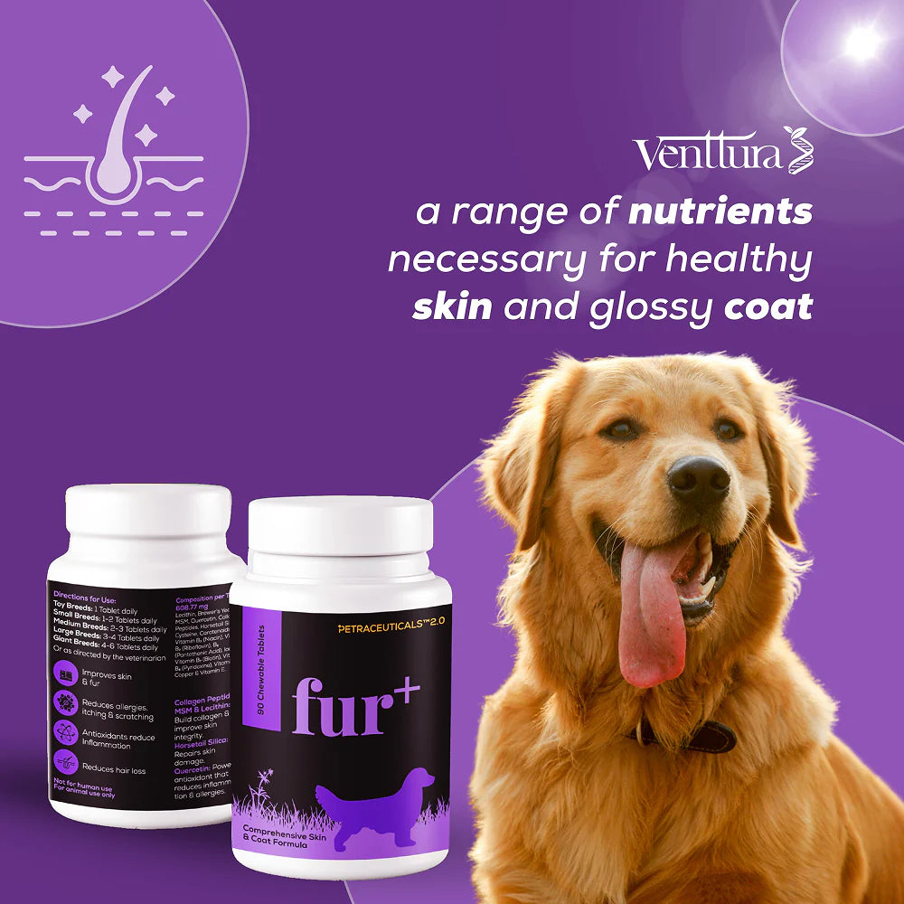 Venttura Fur Plus Chewable Skin & Coat Supplement Tablets for Dogs