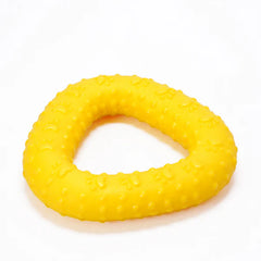 Skatrs Rubber Triangular Ring toy for Dogs and Cat (Yellow)