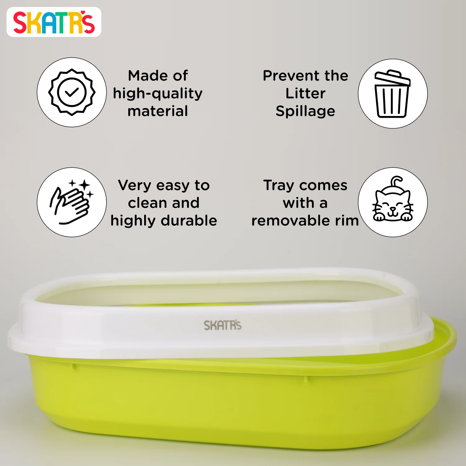 Skatrs Litter Tray for Cats (Green)