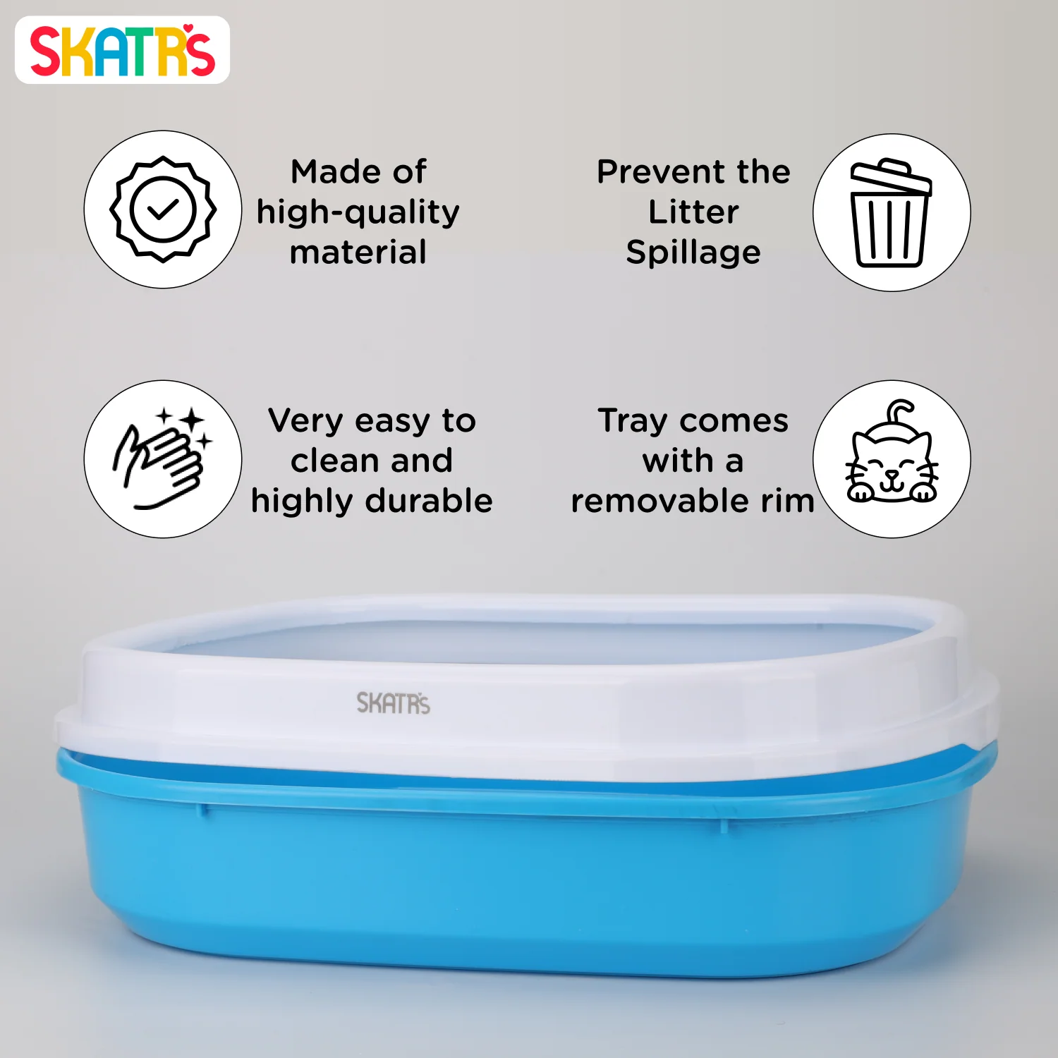Skatrs Litter Tray for Cats (Blue)
