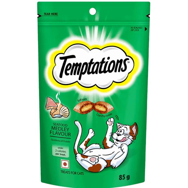 Temptations Seafood Medley and Savoury Salmon Flavour Cat Treats Combo