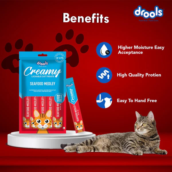 Drools Salmon & Skipjack and Seafood Medley Creamy Cat Treats Combo