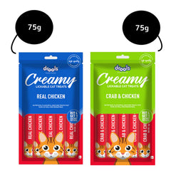 Drools Real Chicken and Crab & Chicken Creamy Cat Treats Combo
