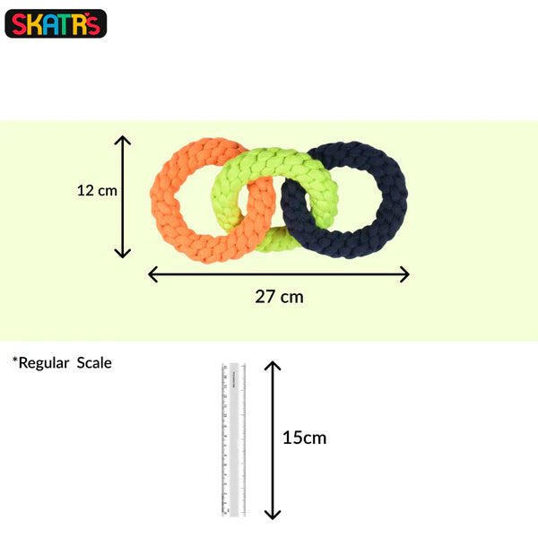 Skatrs Tennis Ball for Dogs and Triple Ring Rope Chew Toy for Dogs and Cats Combo