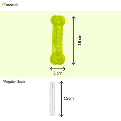 Chullbull Flat Silicone Gel Teething Bone Chew Toy for Puppies & Dogs (Green)