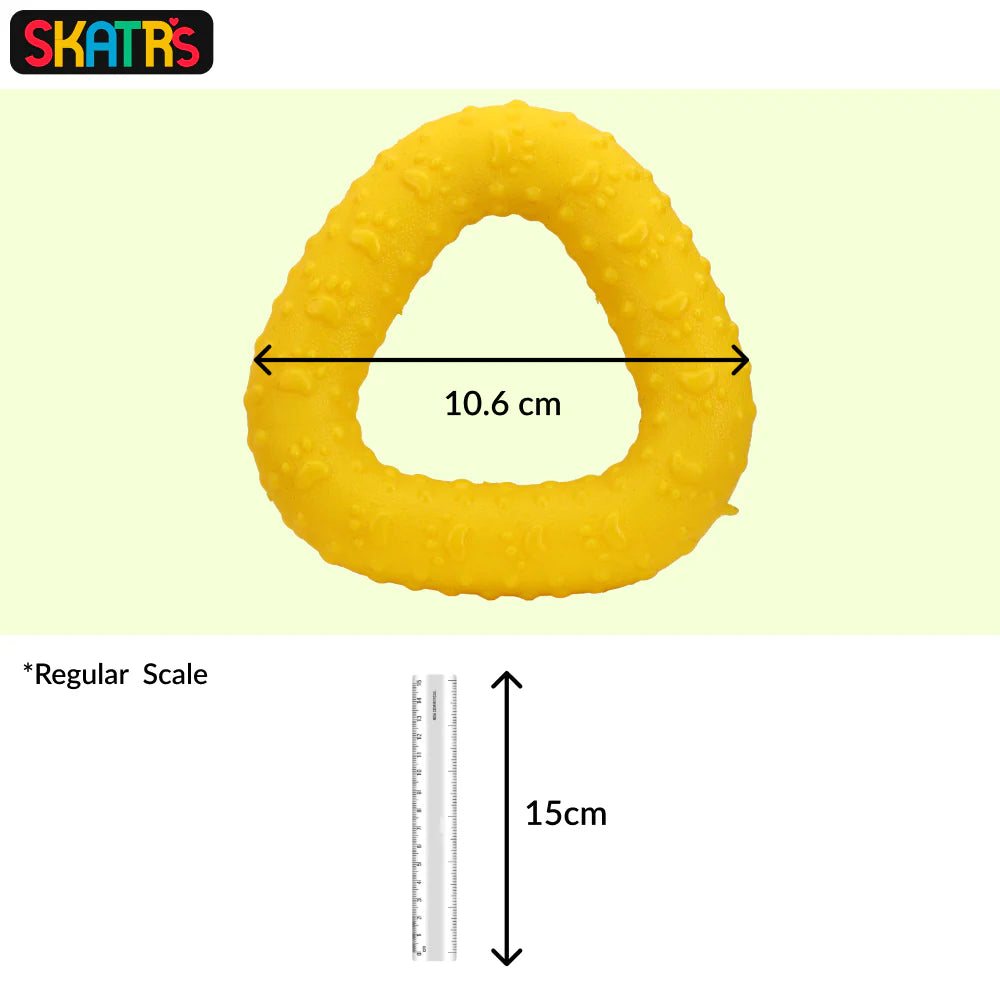Skatrs Rubber Triangular Ring toy for Dogs and Cat (Yellow)