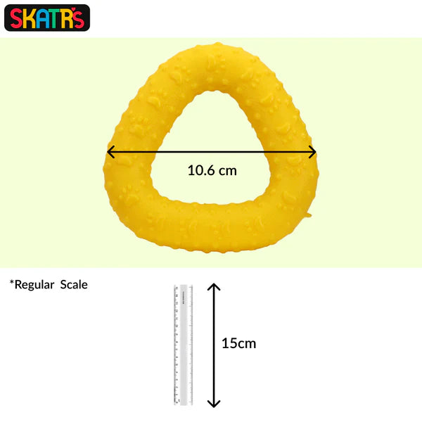 Skatrs Rubber Triangular Ring toy for Dogs and Cat (Yellow)