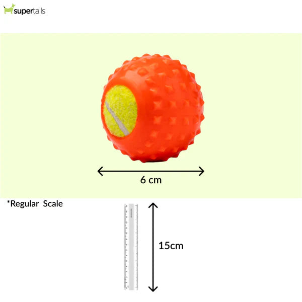 Kibbo Non Toxic Tennis Rubber Ball Chew Toy for Dogs and Cat (Orange)