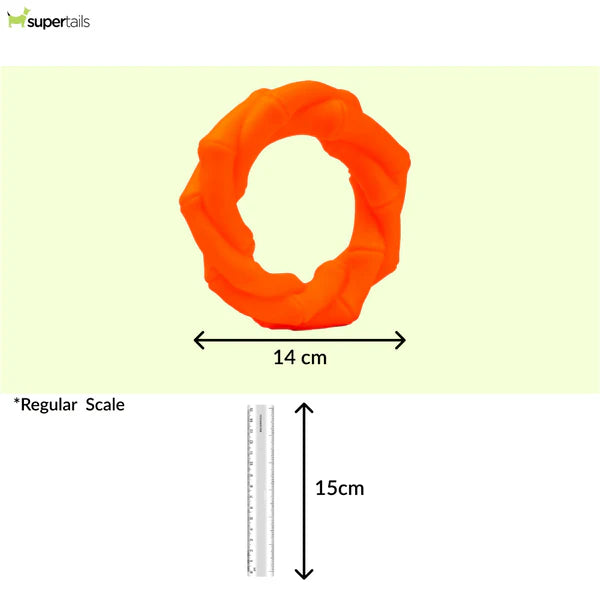 Kibbo Non Toxic Knotted Rubber Ring Chew Toy for Dogs and Cat (Orange)