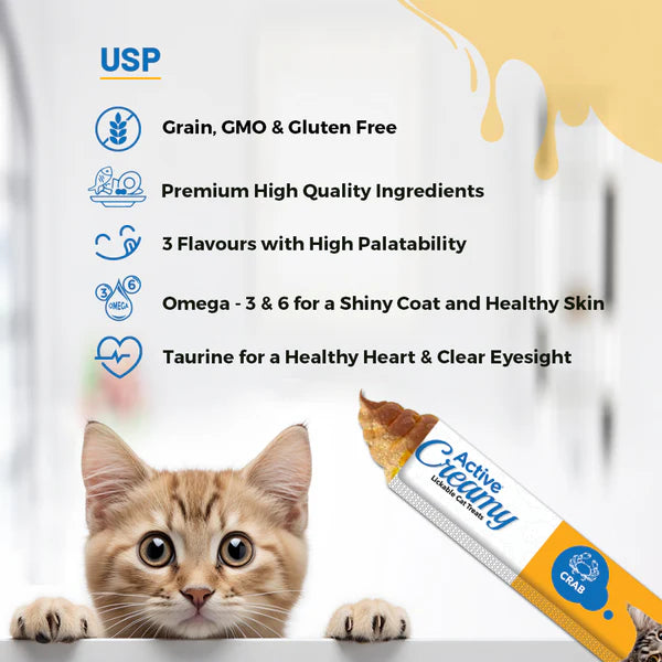 Active Lickable Crab Creamy Cat Treats
