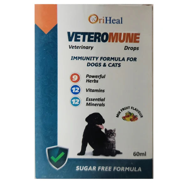Oriheal Veteromune Drops Immune Booster for Dogs and Cats 60ml