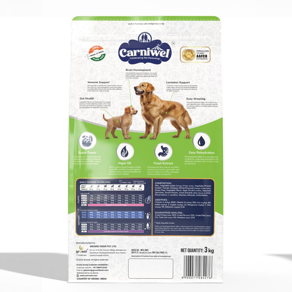 Carniwel Superfoods Veg Kibble Starter For Large Breed Mother & Baby Dog Dry Food