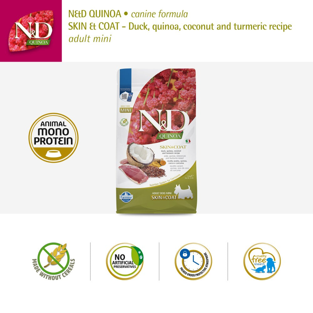 Farmina N&D Quinoa Duck Coconut & Turmeric Skin & Coat Grain Free Mini Adult Dog Dry Food