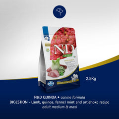 Farmina N&D Quinoa Lamb Mint & Fennel Digestion Grain Free Adult Medium Maxi Dry Dog Food
