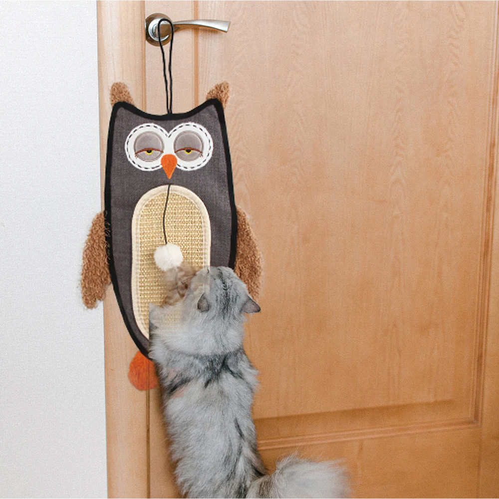 GiGwi Cat Scratcher with Catnip Owl Toy for Cats (Brown)