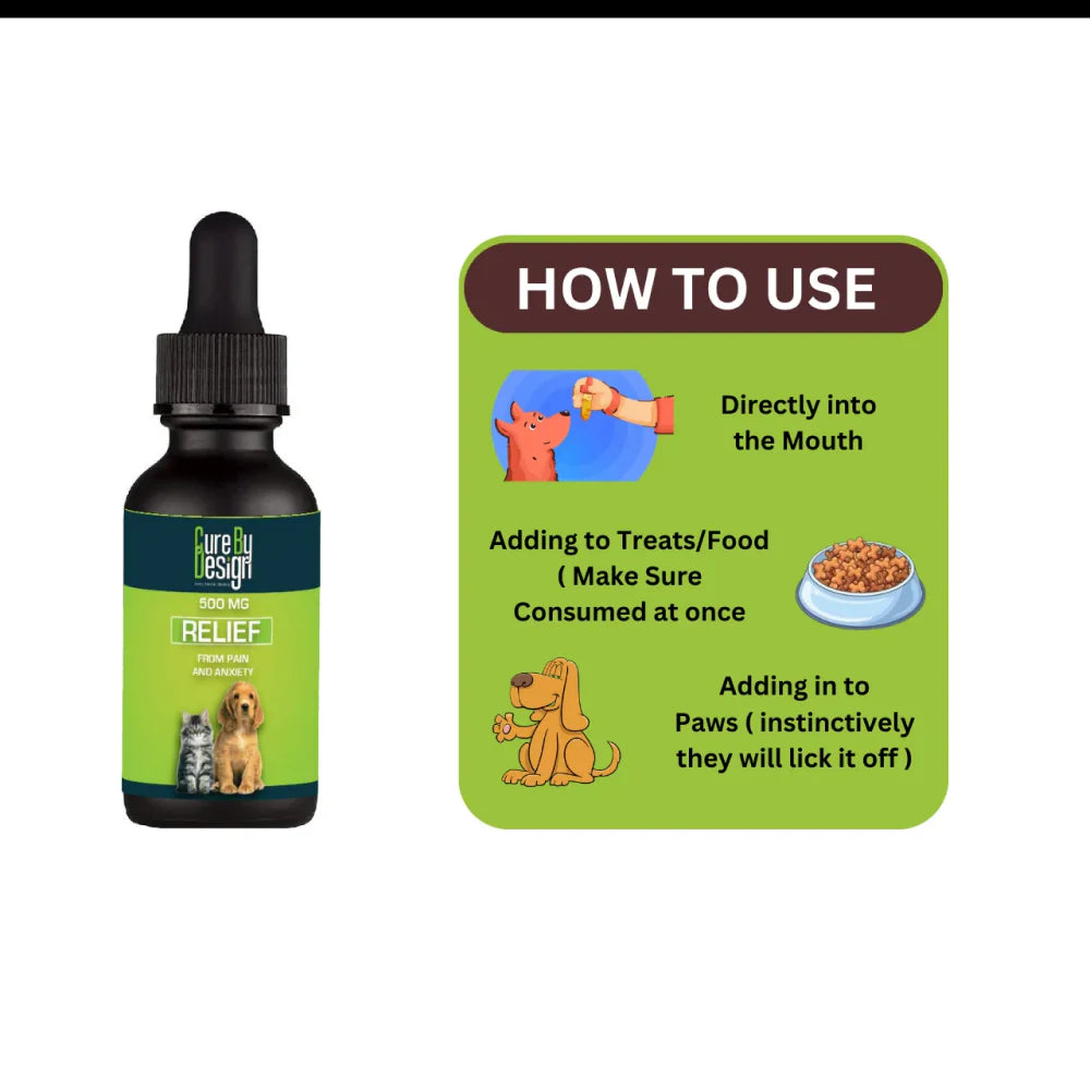 Cure By Design 500mg CBD Relief Oil for Dogs and Cats