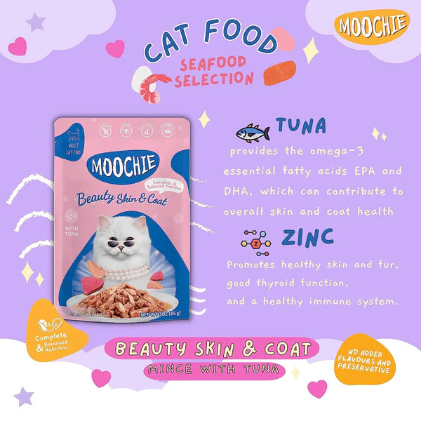 Moochie Tuna Grain Free Beauty Skin & Coat Adult Cat Wet Food