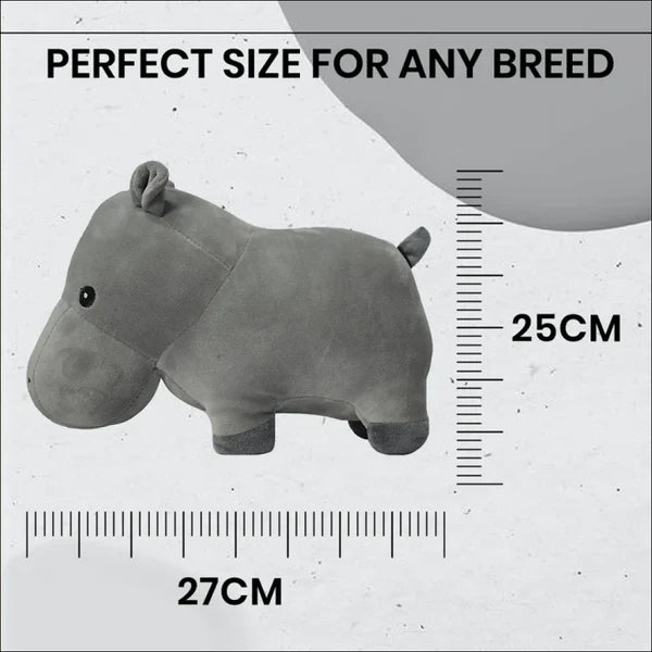 Basil Cuddly Soft Hippo Plush Toy for Dogs and Cats (Grey)