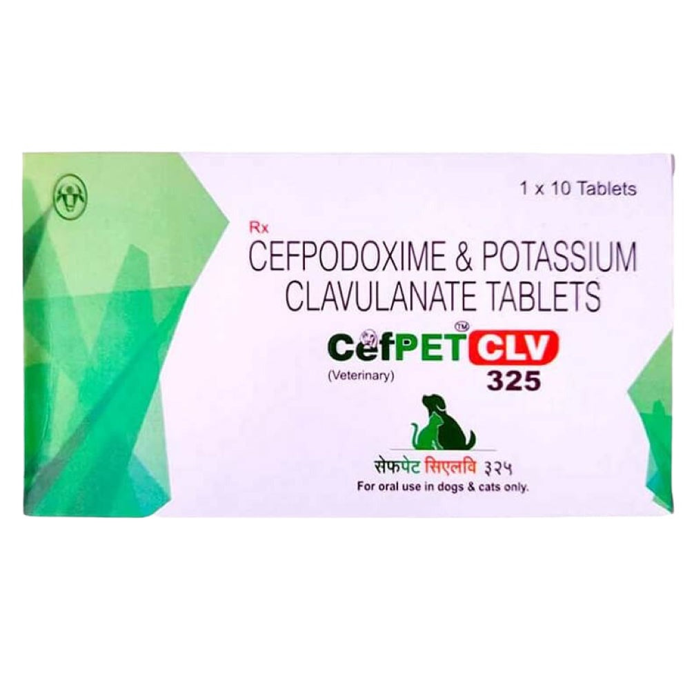Intas Cefpet CLV 325 Tablets for Dogs and Cats (pack of 10 tablets)