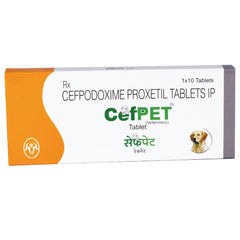 Intas Cefpet 100mg (Cefpodoxime Proxetil) Tablet for Dogs & Cats
